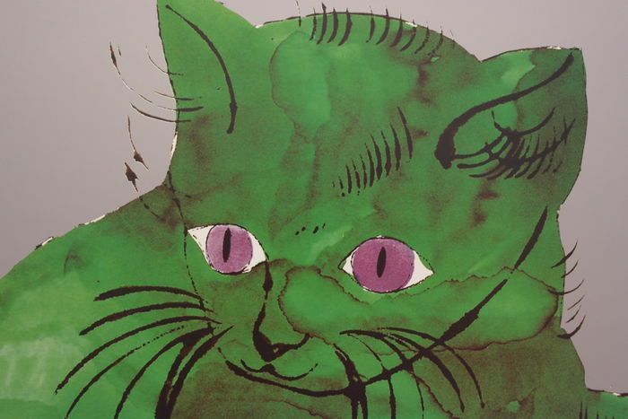 Andy Warhol Framed Pop Art 18x15 "Untitled (Green Cat), c. 1956